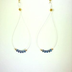 Star Crafts Blue Crystal Earrings 14kt Gold Beads
